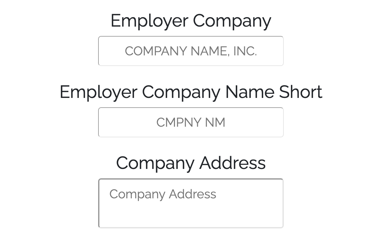 Company information form