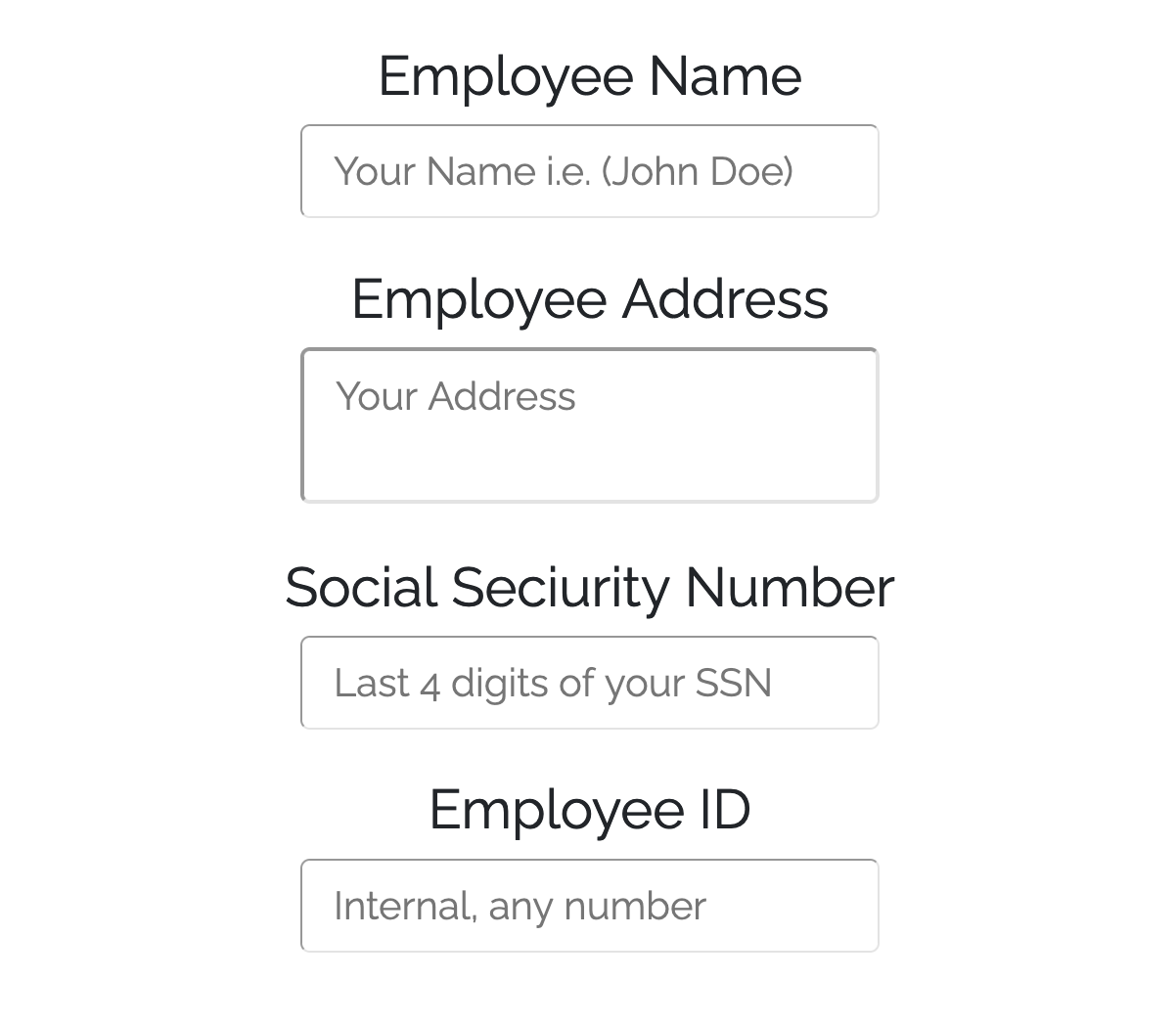 Employee information form