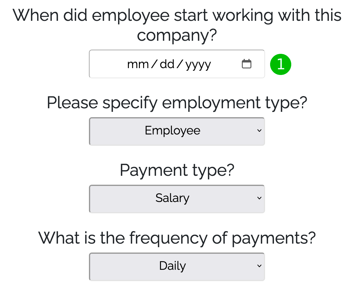 Employment information form